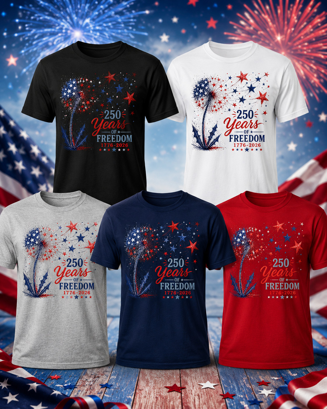 America 250th Anniversary Shirt 1776-2026 Patriotic Floral 4th of July Gift Tee gallery