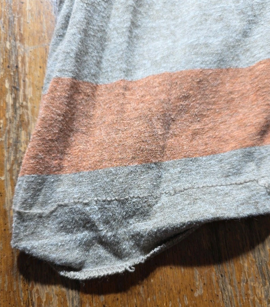 Mens Vurt V Neck T Shirt Large Y2K Grunge Skate Stripped Brown Orange gallery