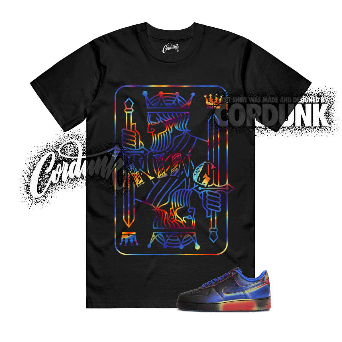Air Force 1 Low Retro Heat Map Black Racer Blue T Shirt Match KING gallery