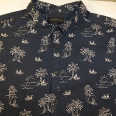 NO BOUNDARIES MERMAID BEACH HAWAII ALOHA HAWAIIAN PATTERN SHIRT Mens 3XL Blue