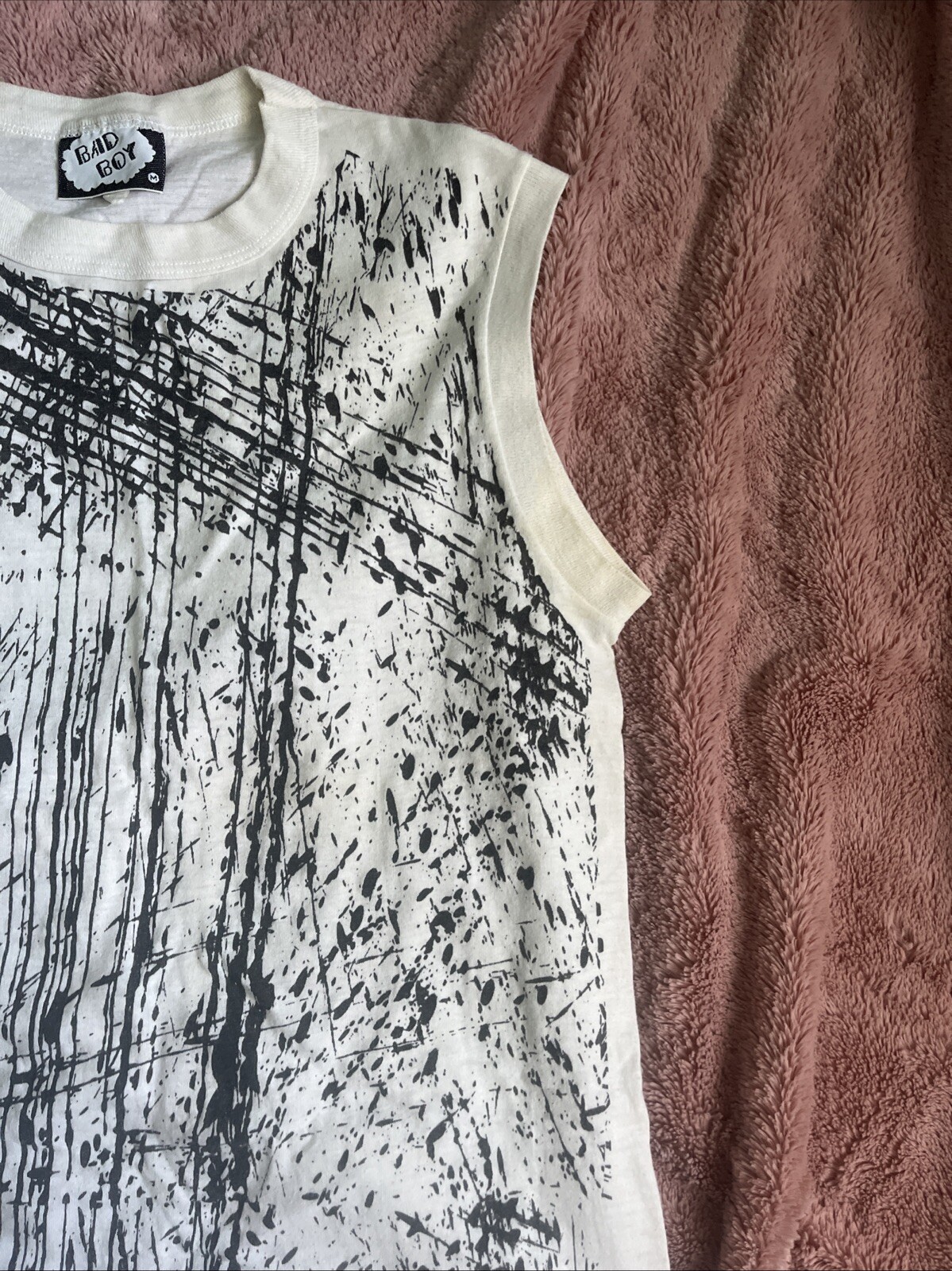 Y2K Men’s Tank Bad Boy Black And White Graphic Sheer gallery