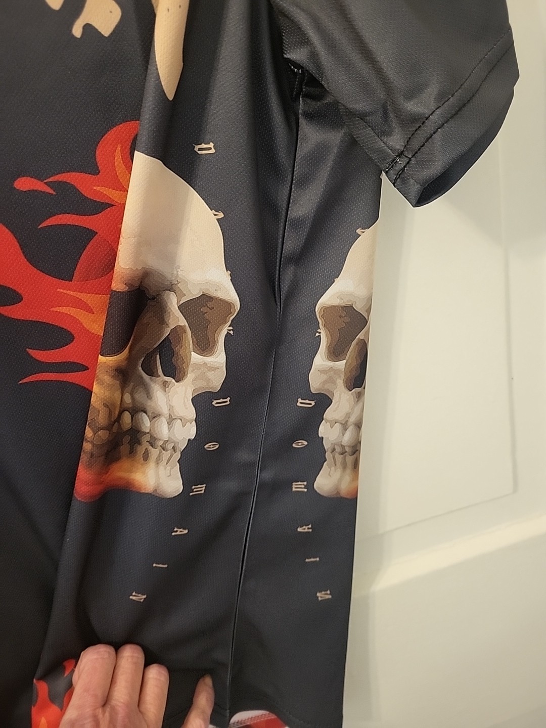 Double-Sided DARK DOMAIN & FLAMES, SKULLS Black Halloween Adult XL T-Shirt gallery