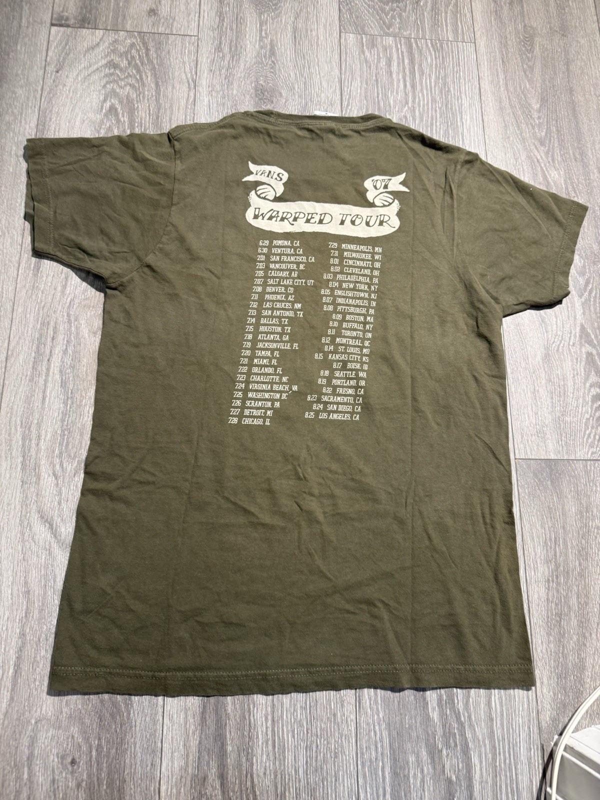 Vans Warped Tour 2007 Lucky 13 Green Medium Tour Shirt Double Sided gallery