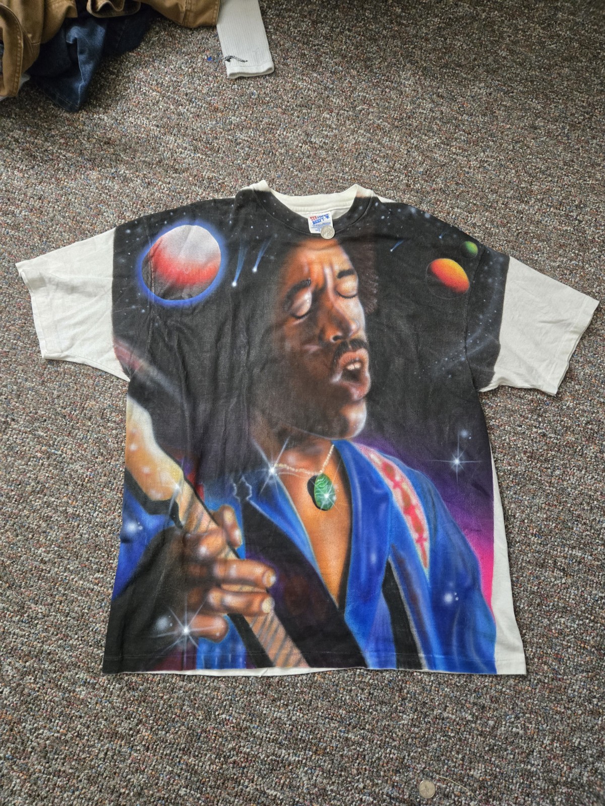Jimi Hendrix Cosmic AOP 90s T-Shirt Size XL White gallery