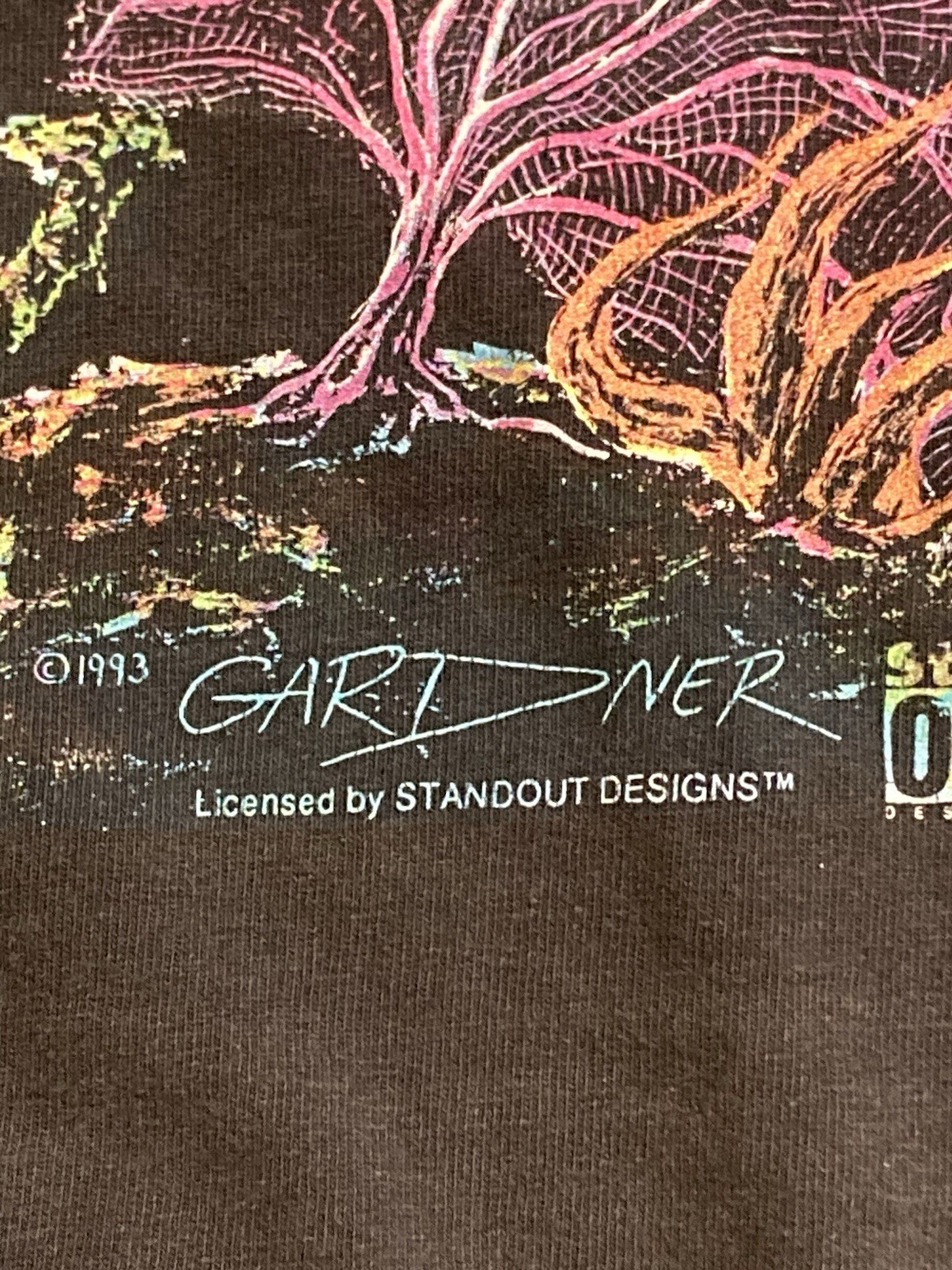 Vintage Stand Out Shirt Mens Large Black Shark Ocean Underwater Graphic 1993 USA gallery