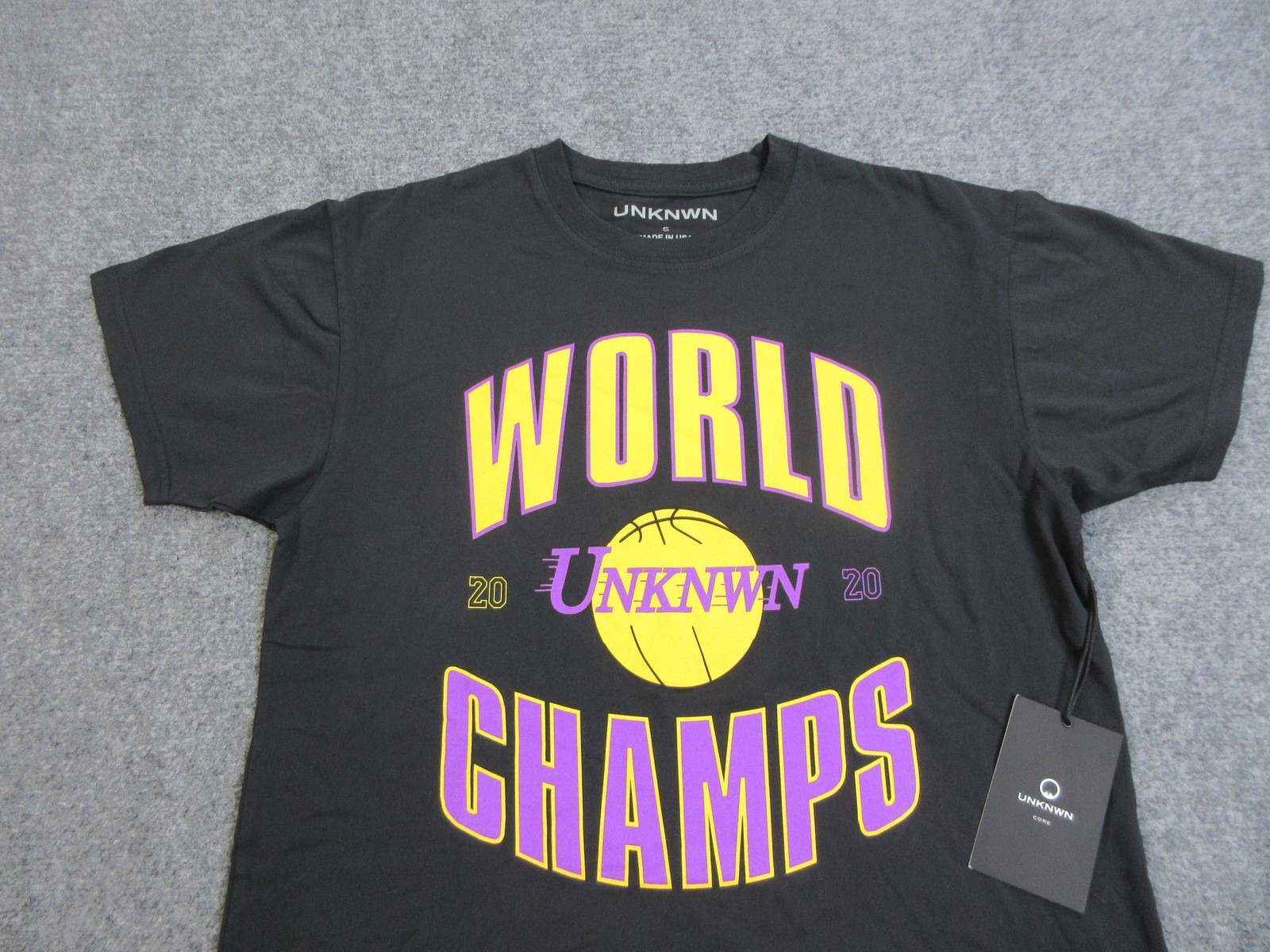 UNKNWN Shirt Mens Small Black World Champs Basketball Graphic Tee Made In USA gallery