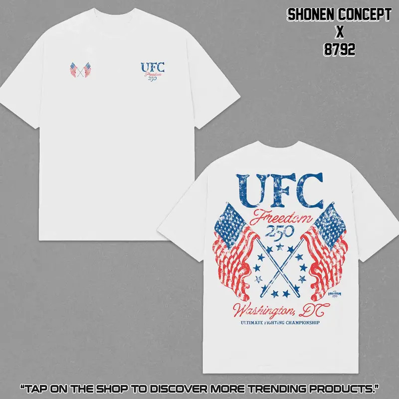 UFC Freedom 250 Flags T-Shirt Vintage 4th Of July MMA Fighter Champions Graphic gallery