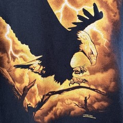 Vintage Human i Tees American Bald Eagle Lightning Big Graphic T Shirt Mens Sz L