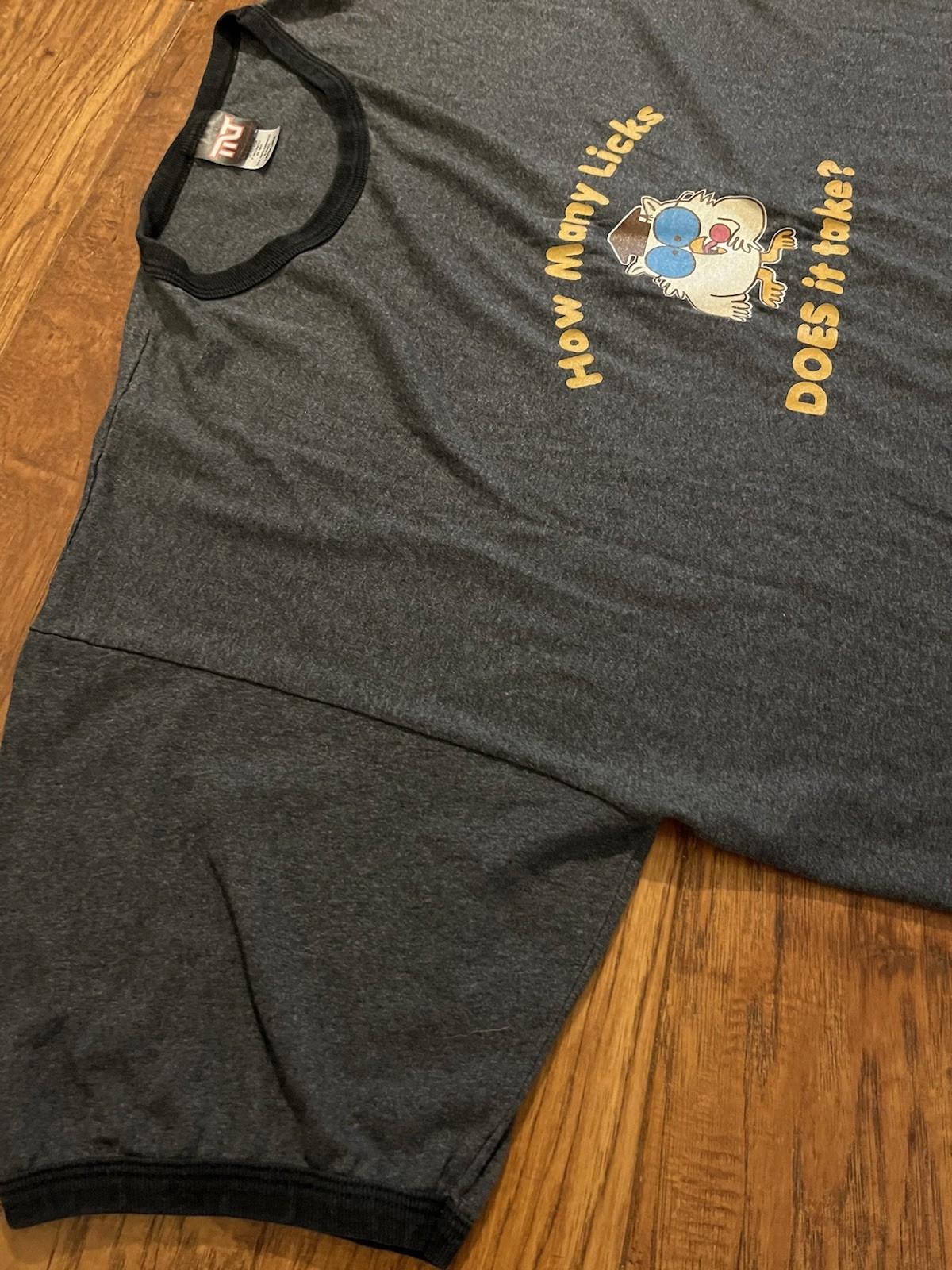 VTG How Many Licks Does It Take - Mr. Owl Tootsie Pop Gray Ringer Tee - Size 2XL gallery