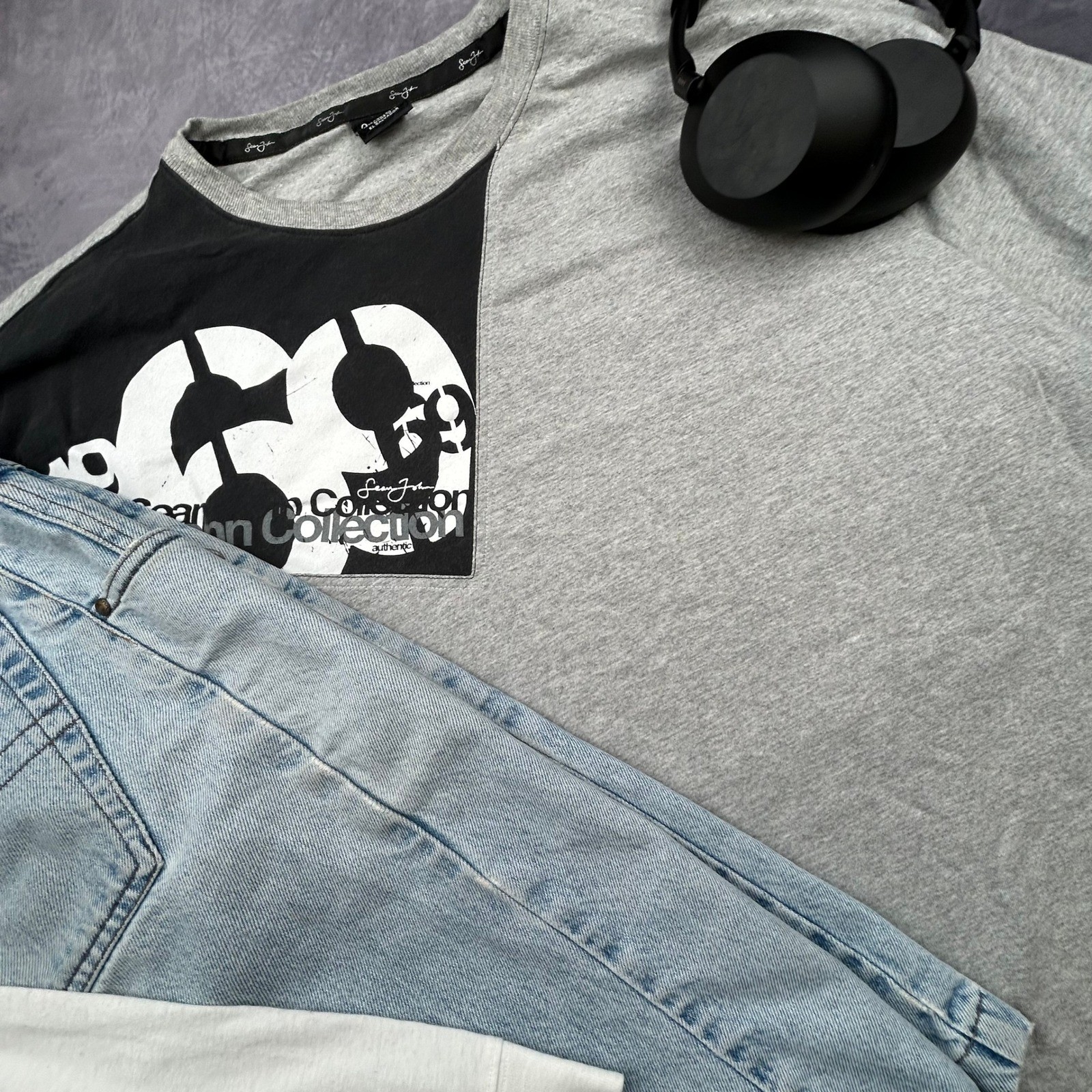 Sean John Collection Vintage Y2K Graphic T-Shirt Grey Black XXL Boxy Streetwear gallery