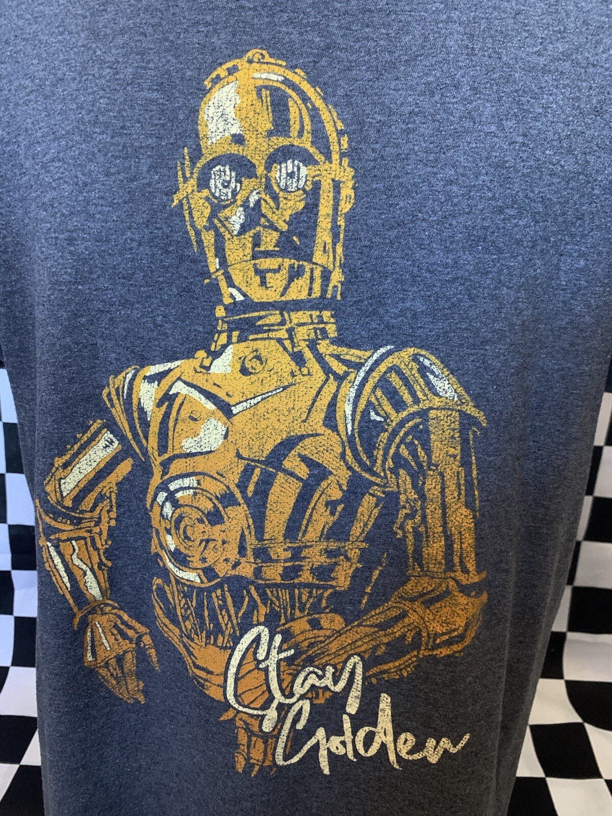DISNEY STAR WARS C3P0 MENS SHIRT STAY GOLDEN T-shirt DISTRESSED Sz M gallery