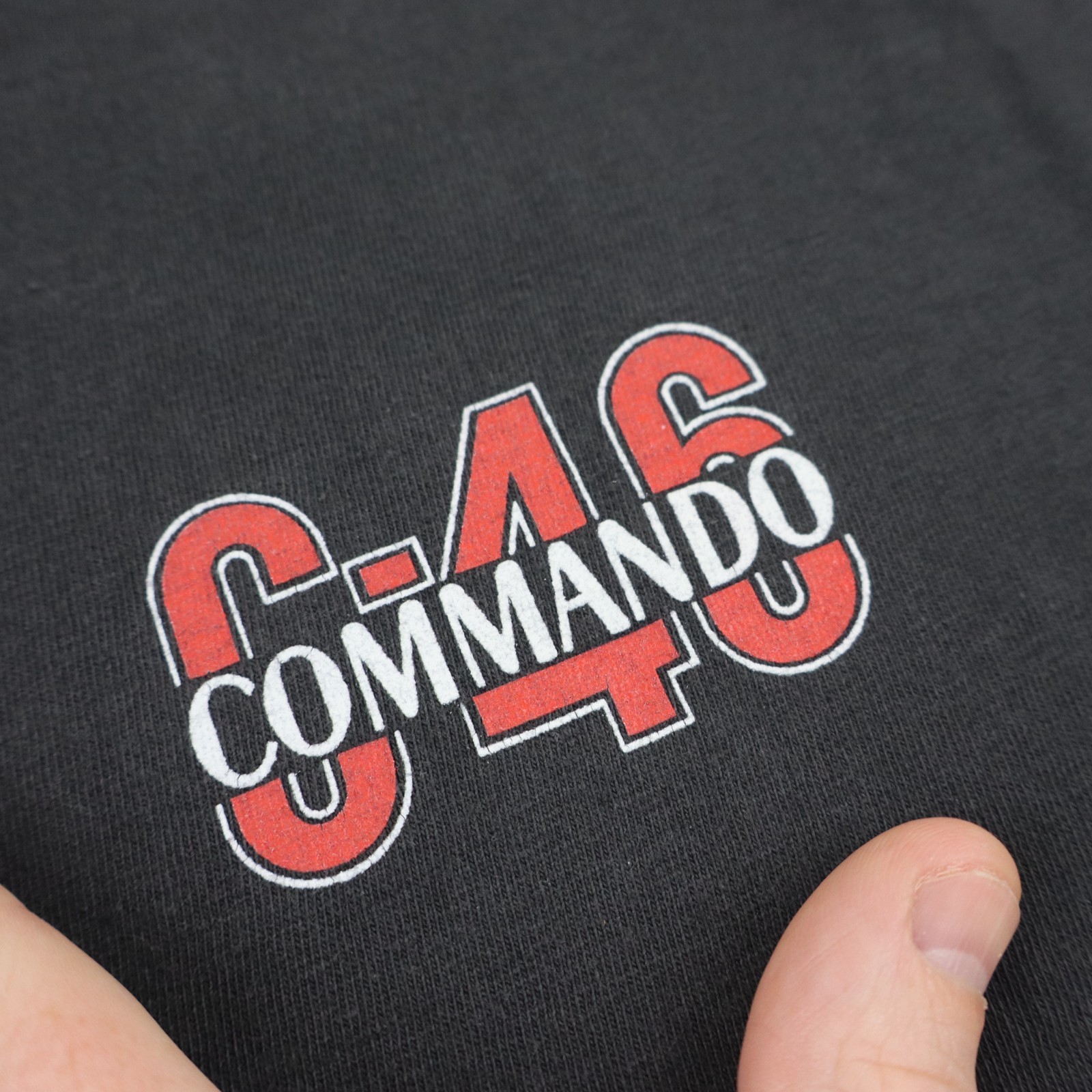Vintage China Doll C46 Commando T Shirt Mens XL Black WWII Airplane Pin Up Tee gallery