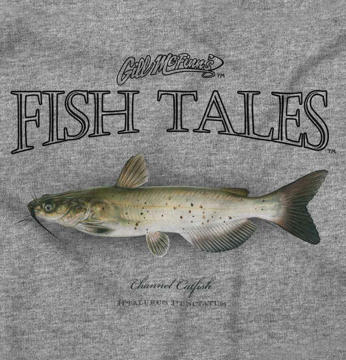 Gill McFinns Channel Catfish Fishing Camping Womens or Mens Crewneck T Shirt Tee gallery