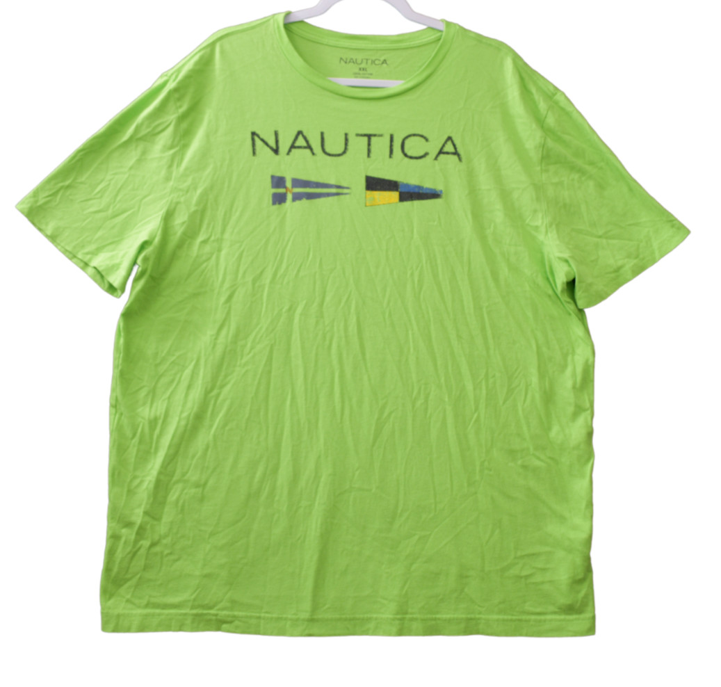 Nautica Shirt 2XL Green Blue Flags Graphic Cotton Sailing Competition Nautical gallery