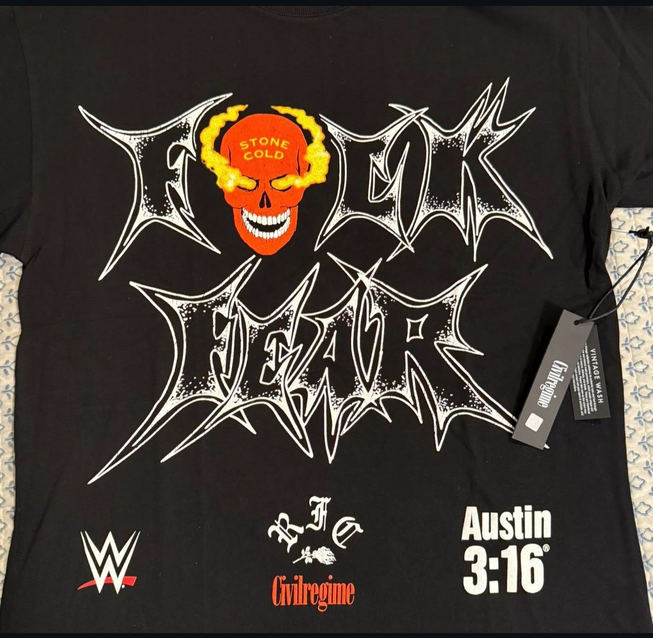Civil Regime WWE Stone Cold Steve Austin 3:16 Vintage Wash T-Shirt Black Large gallery