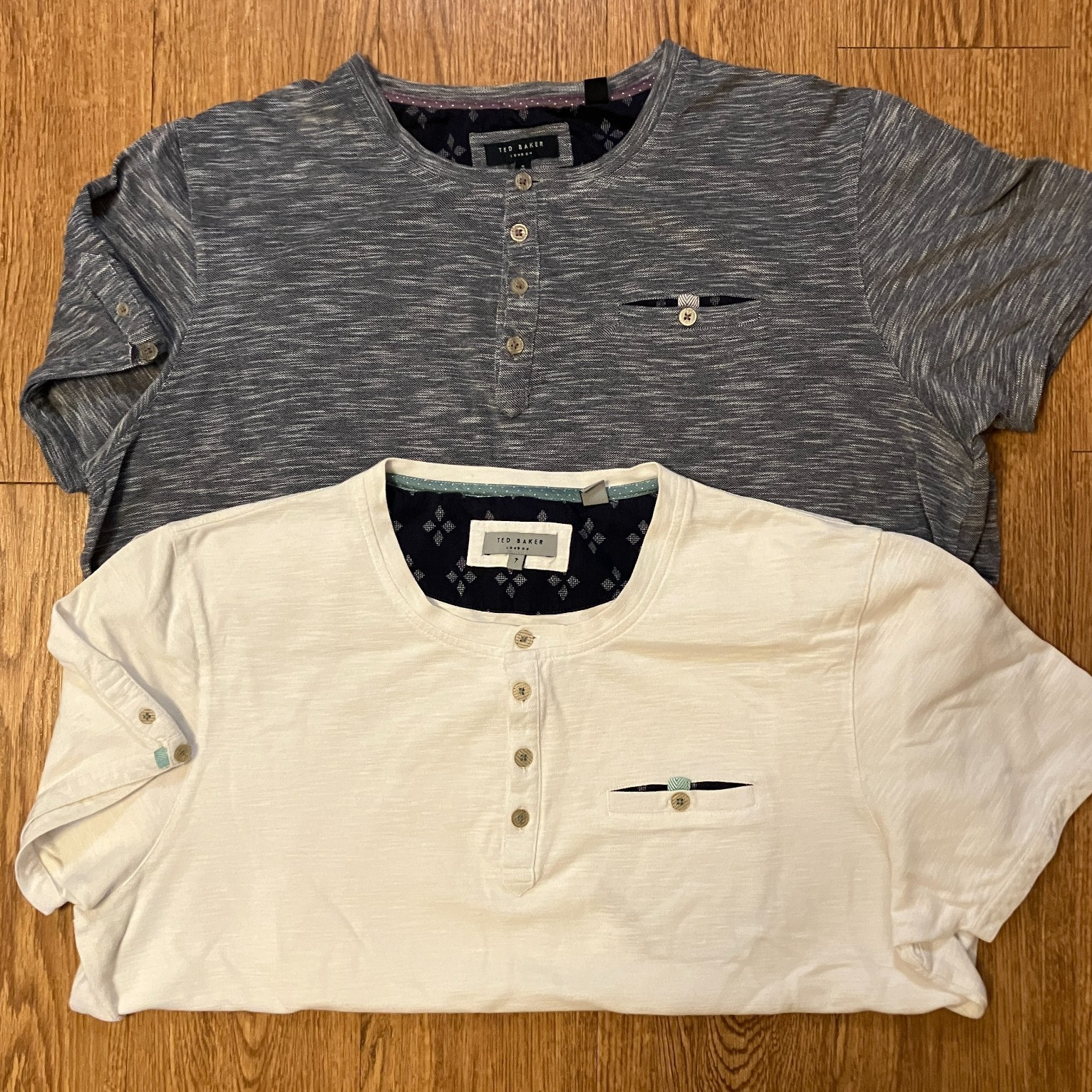 Lot 2 Ted Baker London Rocher Henley Shirts Mens Size 7 Fits US XL Large Cotton gallery