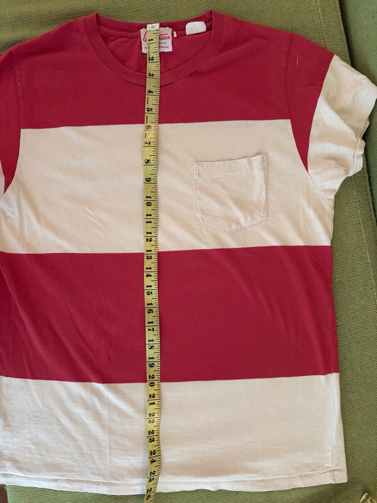 LVC Levi’s Vintage Clothing Sportswear Red/White Striped Pocket Tee M 1950s gallery