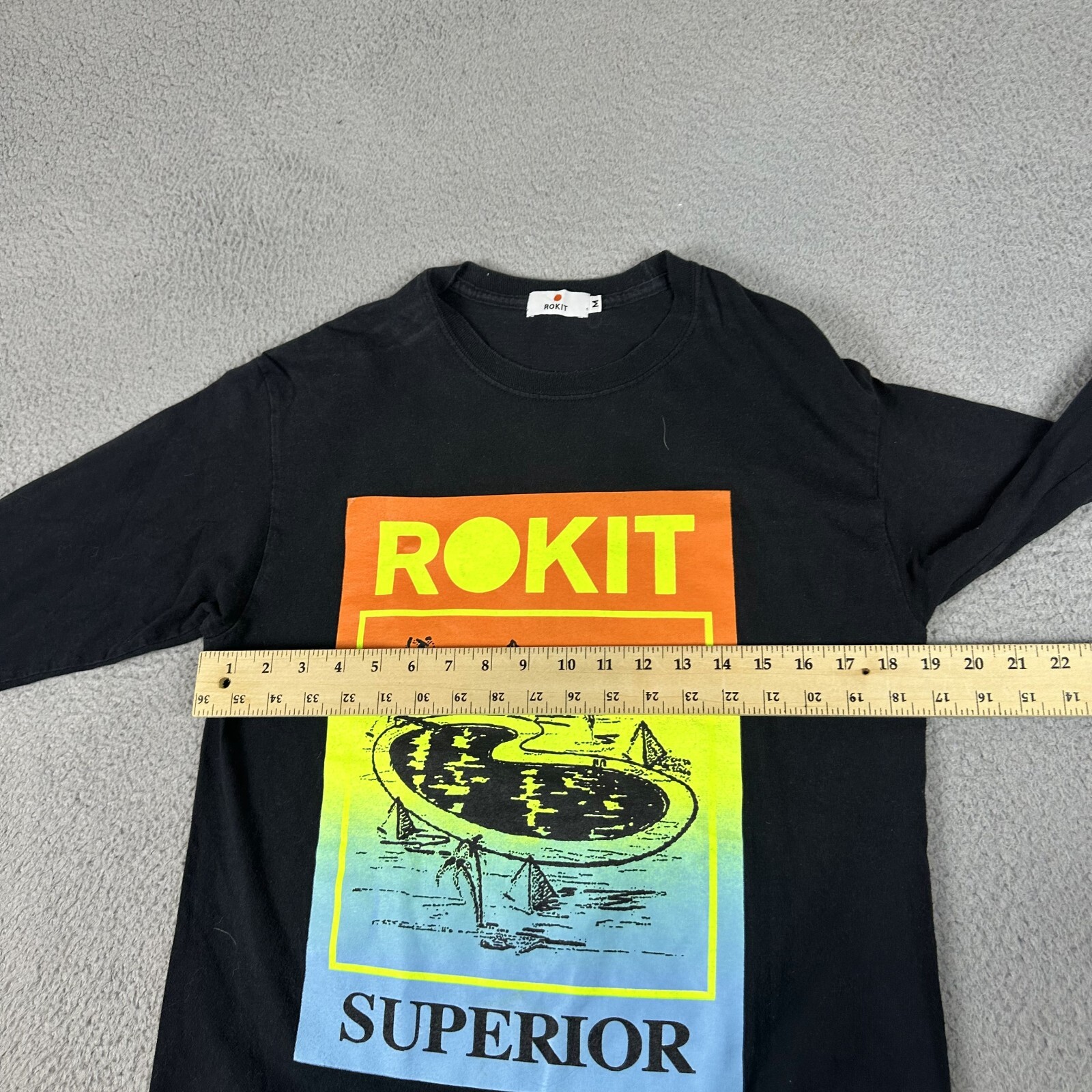 Rokit Superior Shirt Mens M Black Long Sleeve Crew Neck Trendy Pullover gallery