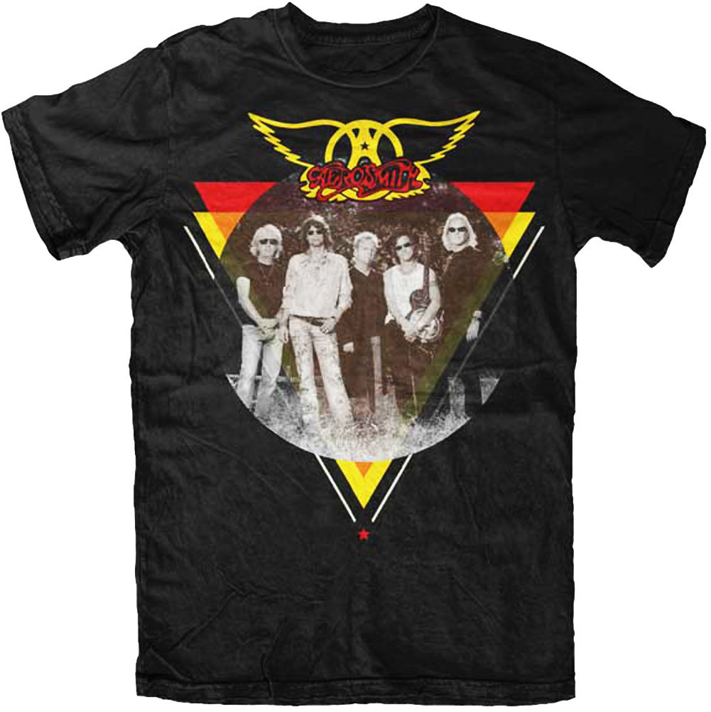 Official Aerosmith Triangle Circle Photo Adult T-Shirt -Steven Tyler Rock Music gallery