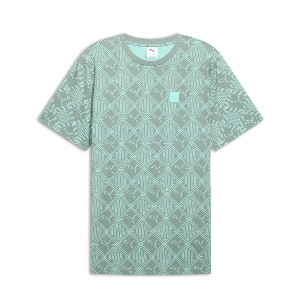 PUMA Essentials Logomania Graphic Crew Neck Short Sleeve T-Shirt Mens Green Casu gallery