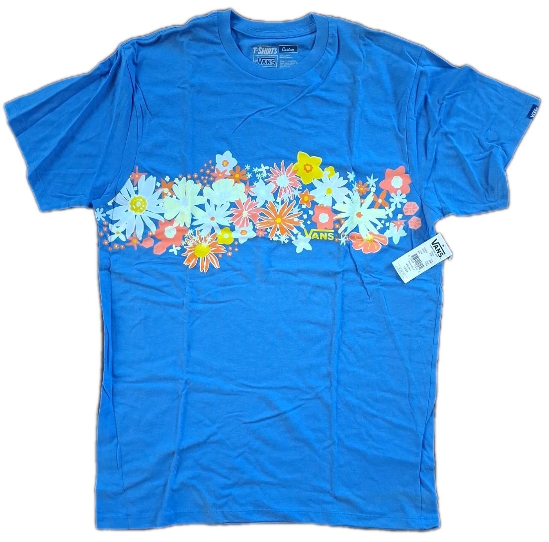 Vans Mens Shirt Large Aloha Blue Floral Graphic Print Short Sleeve T Shirt NWT gallery