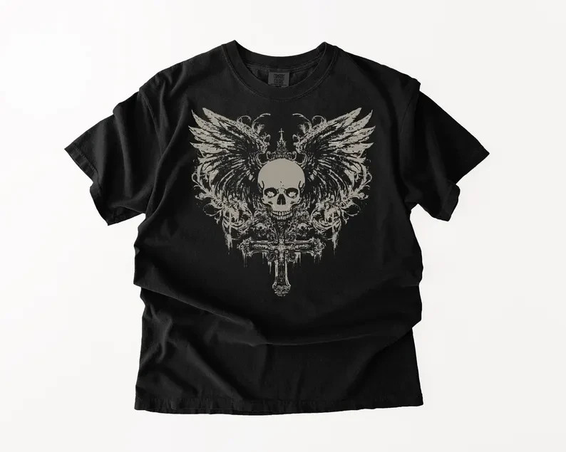 Vintage Y2K Afflictions Style Skull T-Shirt, Grunge shirt gallery