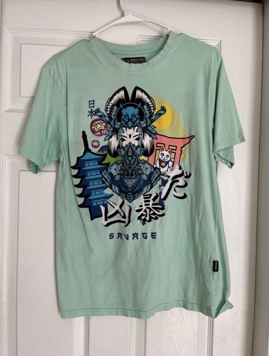 Mint Green Graphic Unisex Heavy Cotton Tee Black Pike Medium