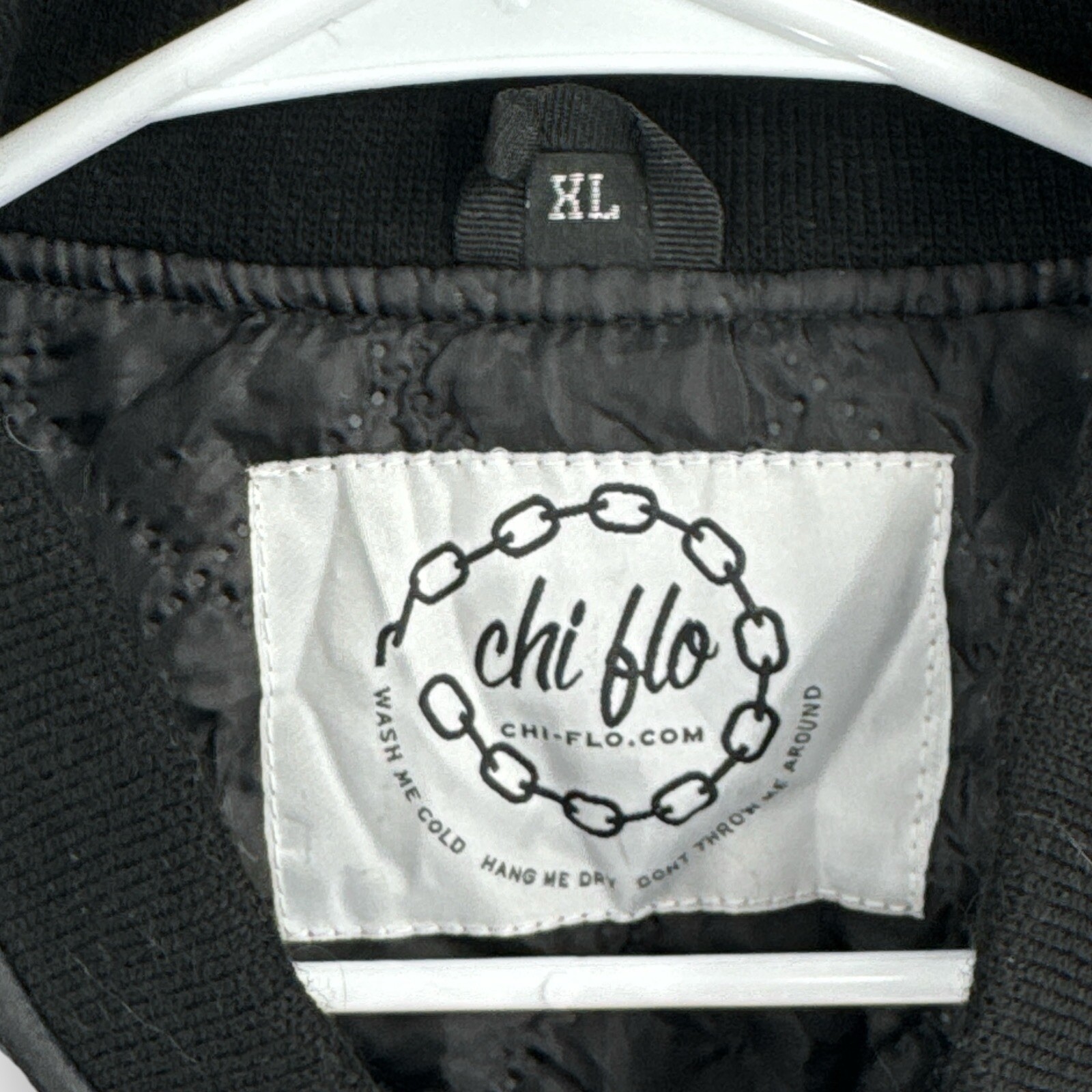 CHI FLO Army Rattlesnake Black Satin Bomber Jacket Adult Size XL Chicago Street gallery