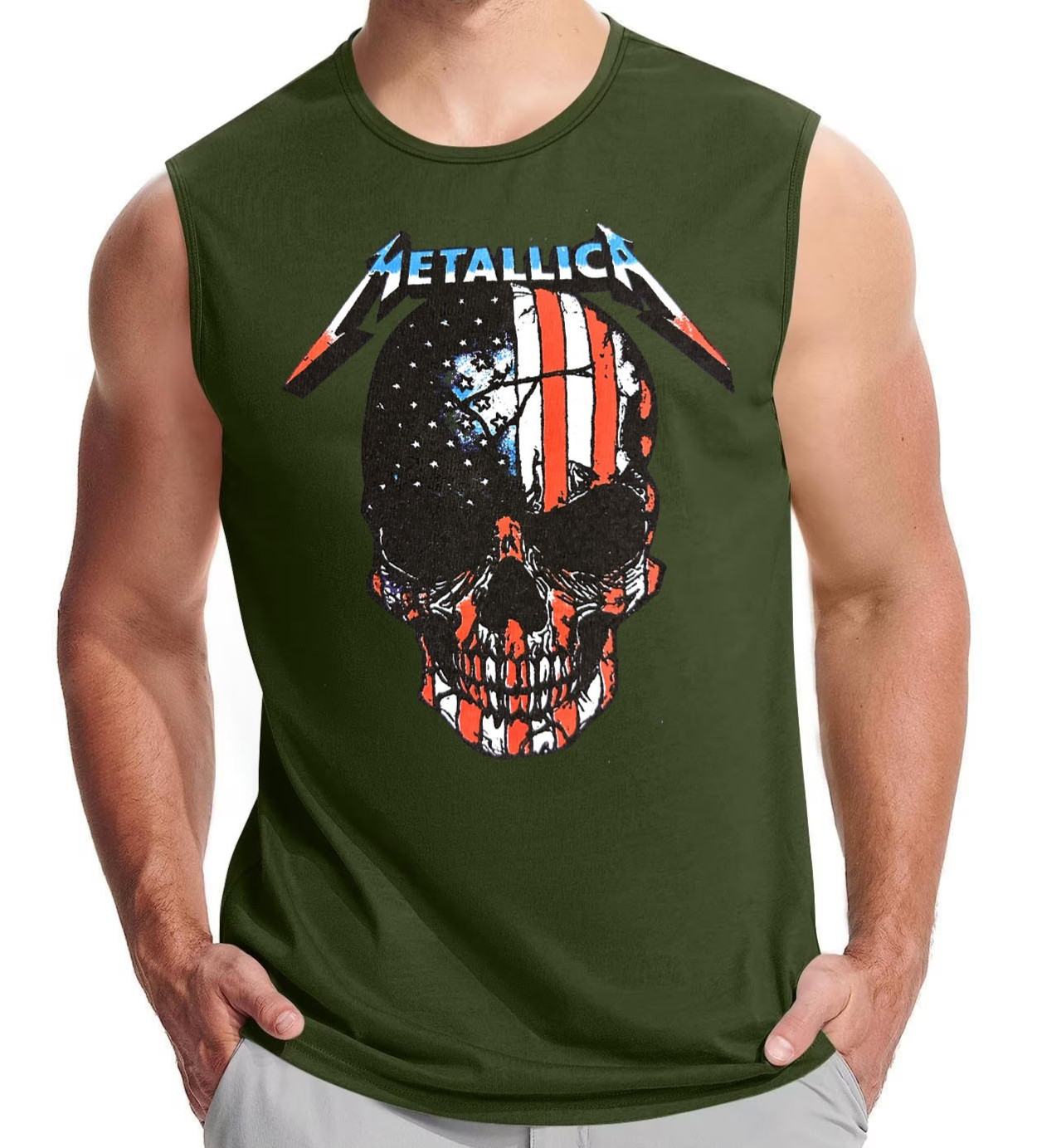 METALLICA AMERICAN SKULL PUNK ROCK Band Muscle Shirt (multiple colors) gallery