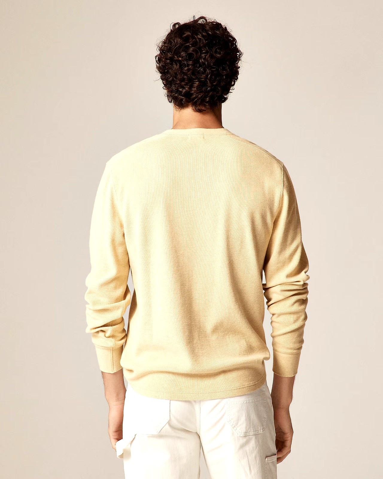 J. CREW Jacquard rib-knit henley in Heather Ginko (Yellow) Size S NWT $98 CL754 gallery