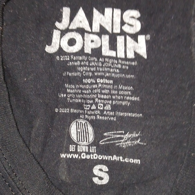 Got Down stephen fishwick Janis Joplin Black Graphic Print T-Shirt Men's S gallery