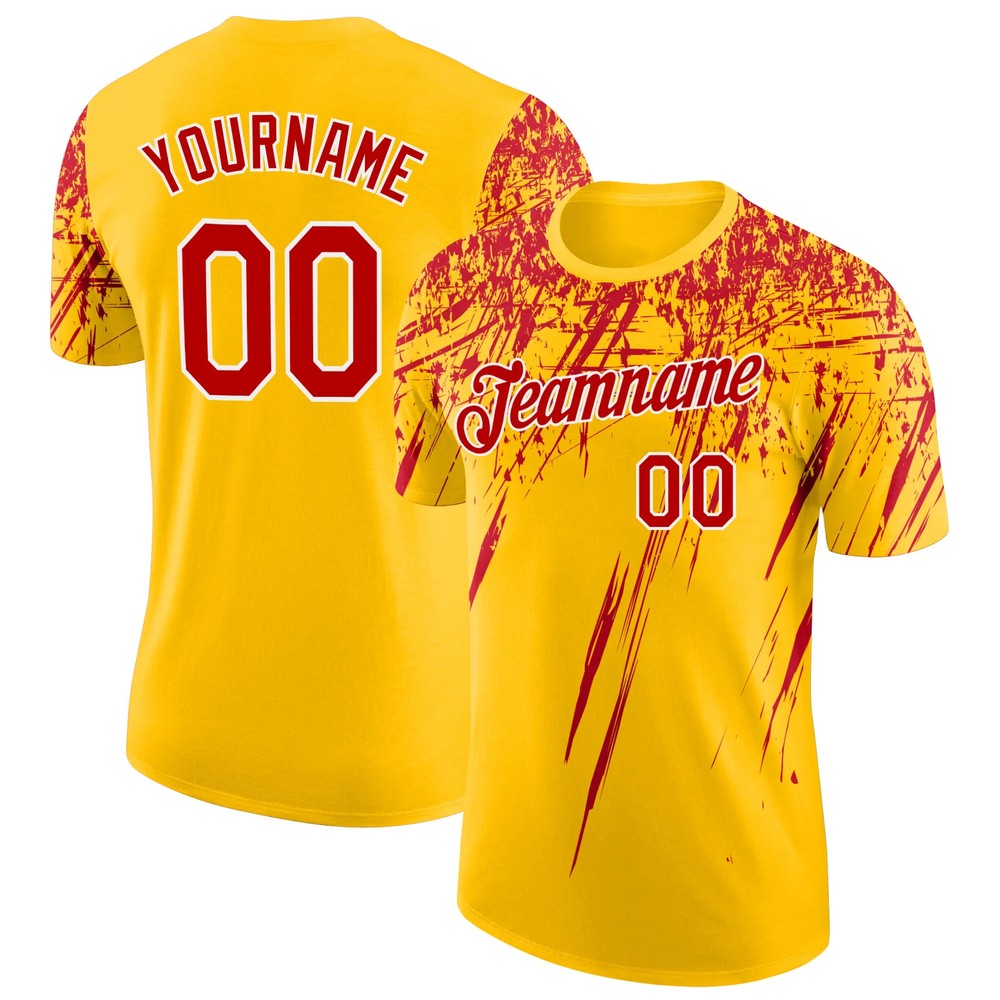 Custom Yellow Red Distressed Art Shirt Unique Birthday Gift For Women