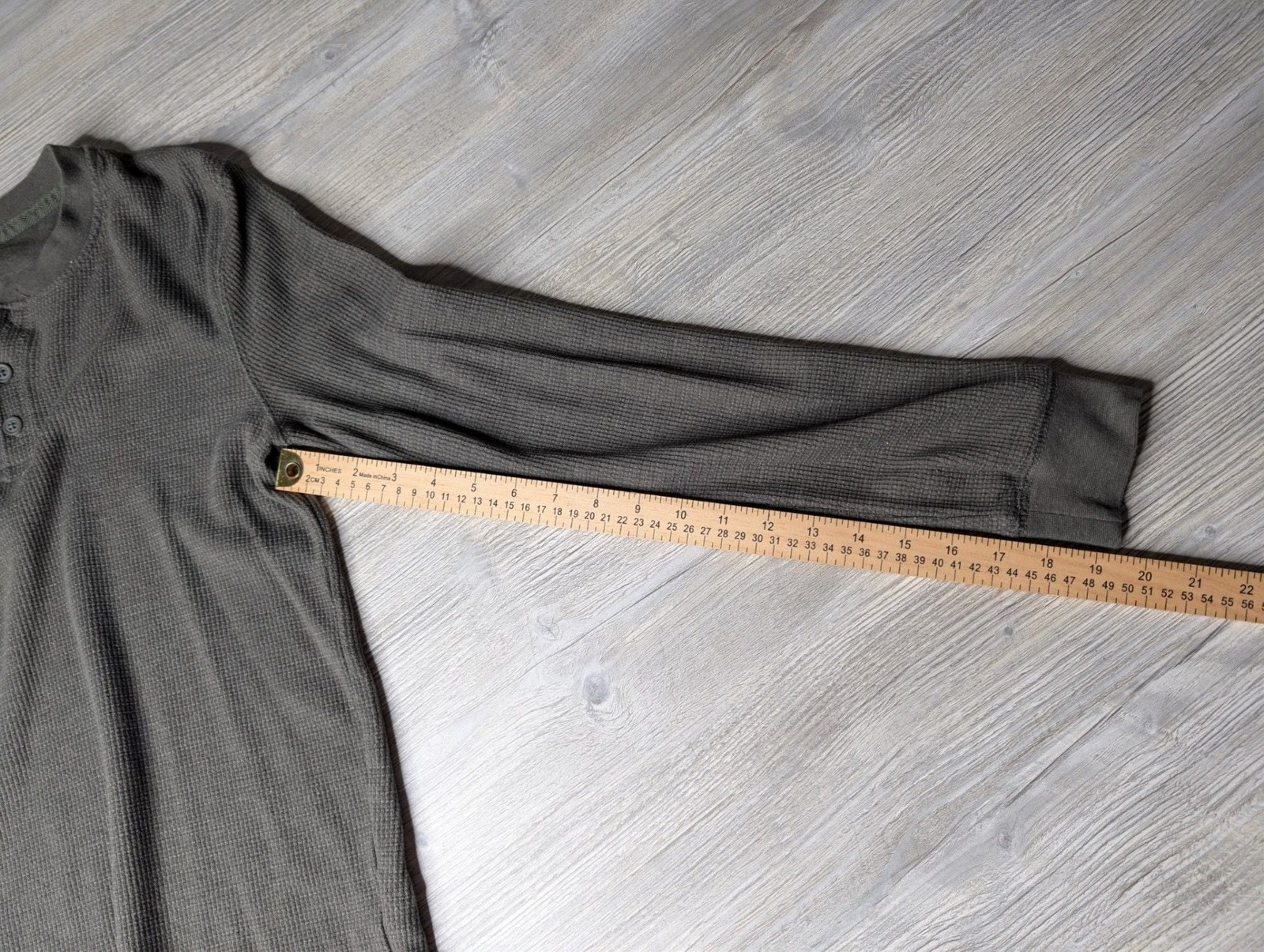 SONOMA Shirt Men's Size S green long Sleeve Micro Waffle Round Henley gallery