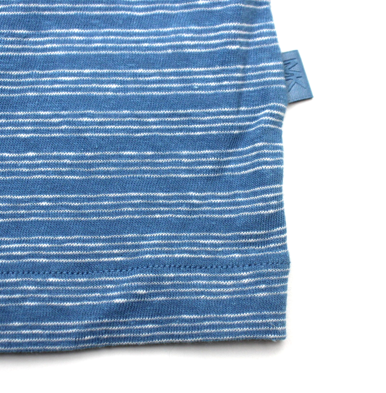 Michael Kors Shirt Mens 2XL Steel Blue Striped Linen Cotton Crew Neck Tee NWT gallery