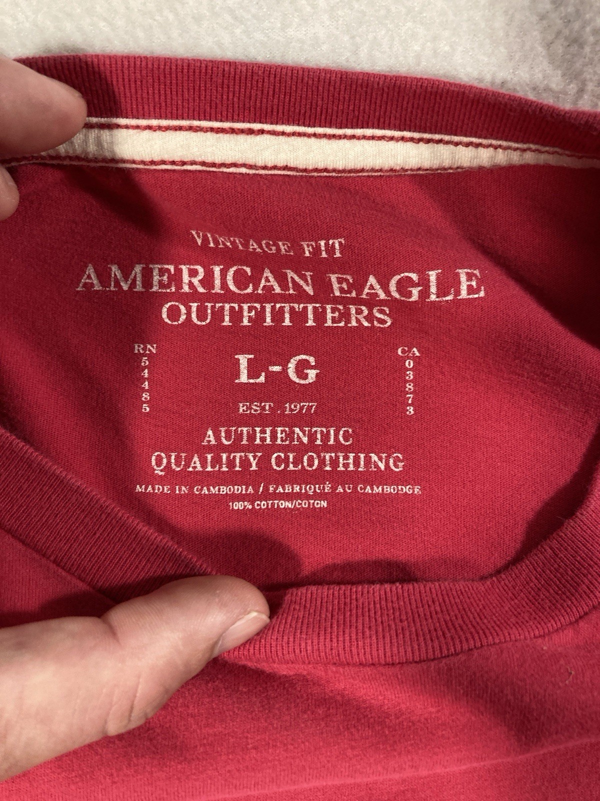 American Eagle Outfitters Men’s Vintage Fit Red Cotton Knit Logo Crew Tee L gallery