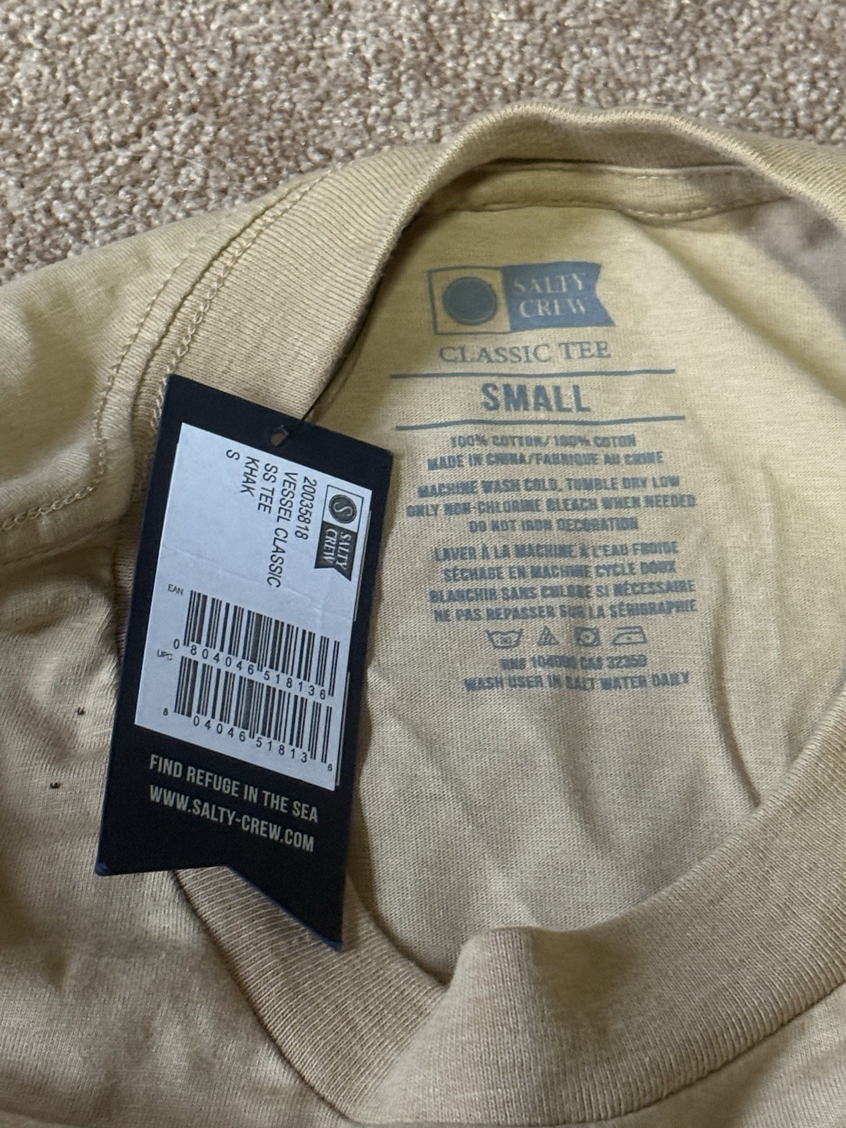 Salty Crew Classic Tee Small Tan Short Sleeve Fishing Boat Graphic T-Shirt New gallery
