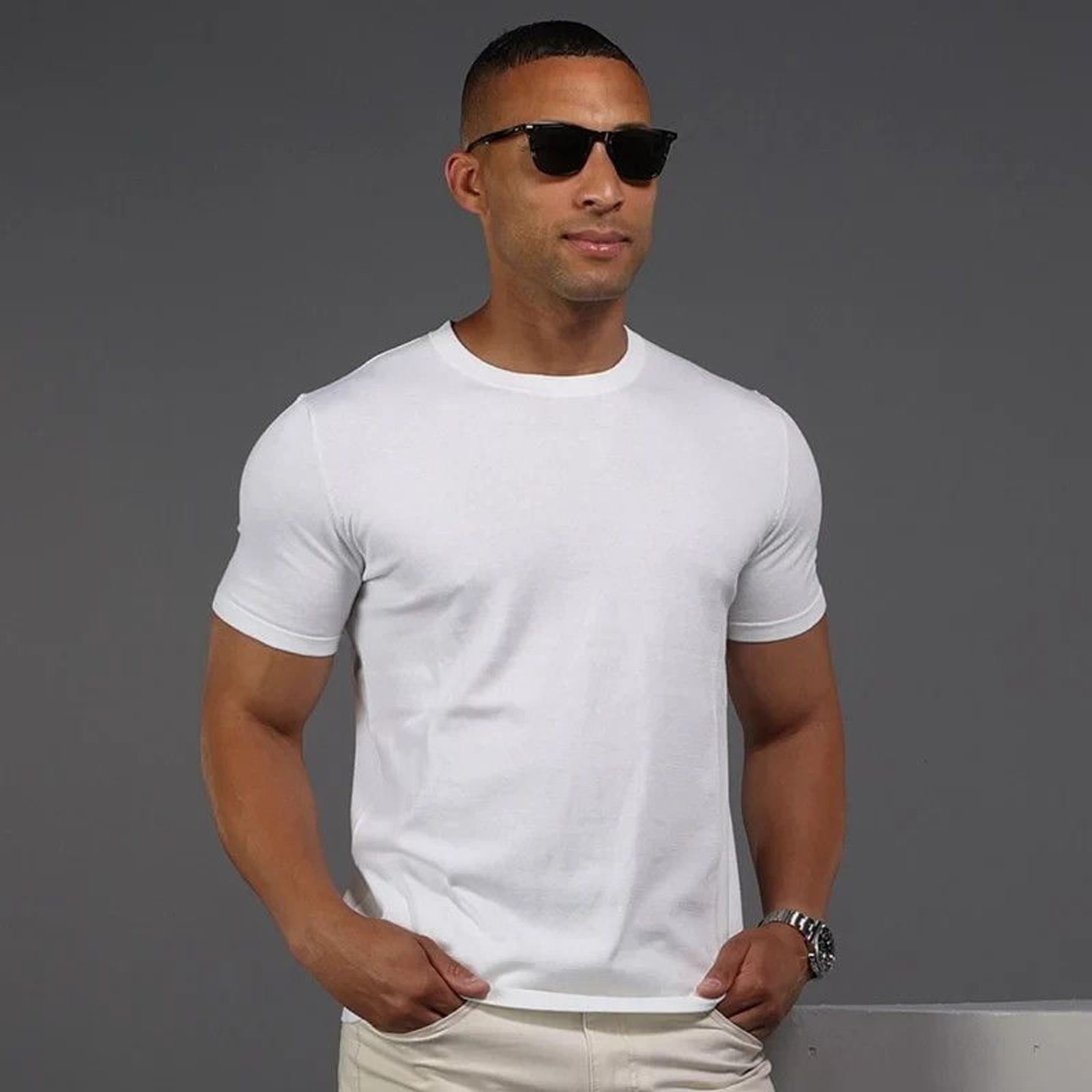 Collars & Co T-Shirt Men 2XL White Cotton Silk Luxury Lucca Tee Minimalist NWT gallery
