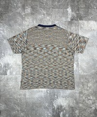 Percival Blue and Orange with Dynamic Pattern Knit Textured T-shirt tee size m