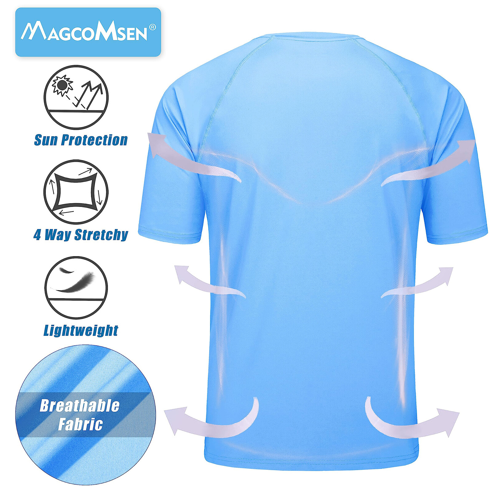Mens UPF 50+ Short Sleeve Shirts Quick Dry Performance Hiking Rashguard Tee Tops gallery