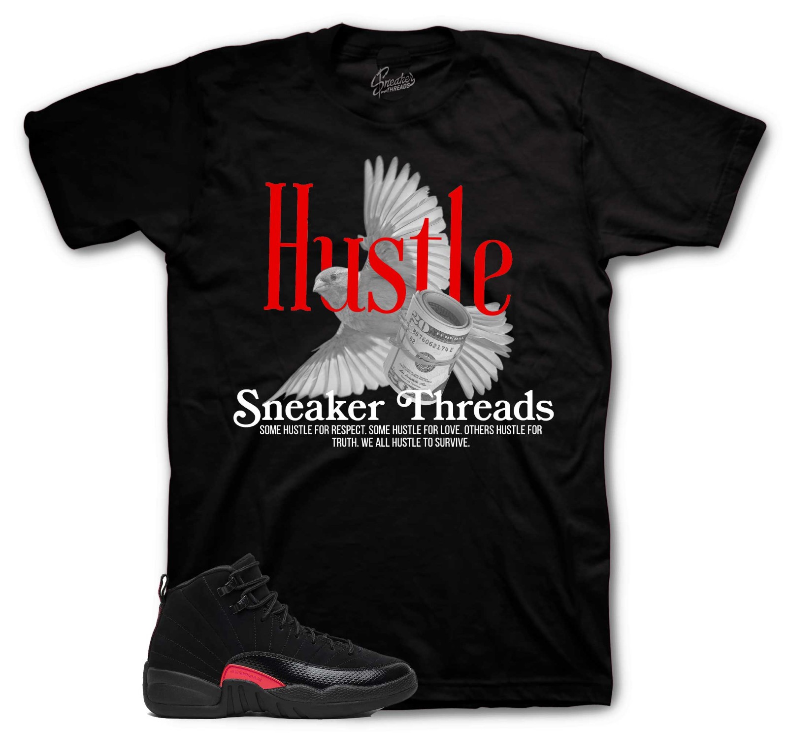 T-Shirt To Match Jordan 12 Bloodline Sneakers – Hustle Bird Sneaker Tee