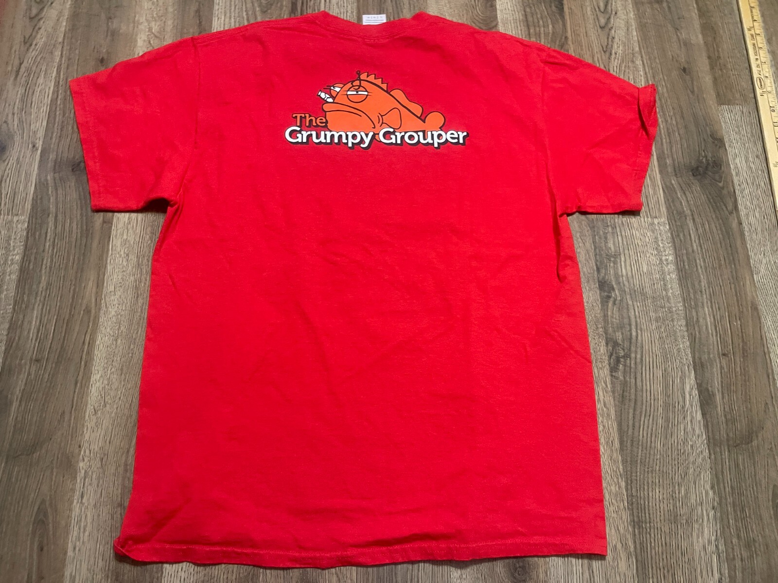 Gildan Shirt, Men's Size Large, Red "The Grumpy Grouper" Orange Fish gallery