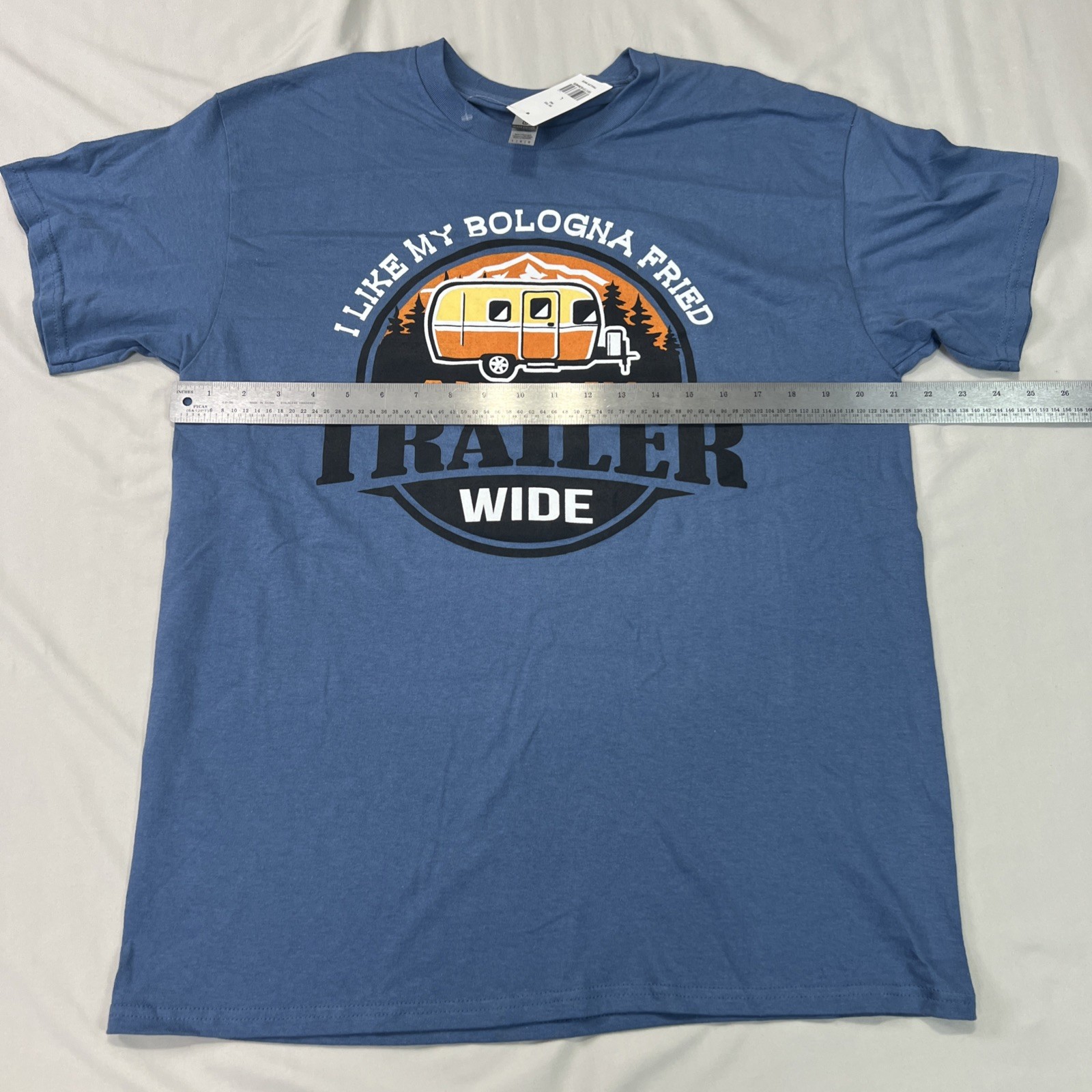 Gildan Tee Mens Large Blue Trailer Redneck Funny Camping Outdoor NWT gallery