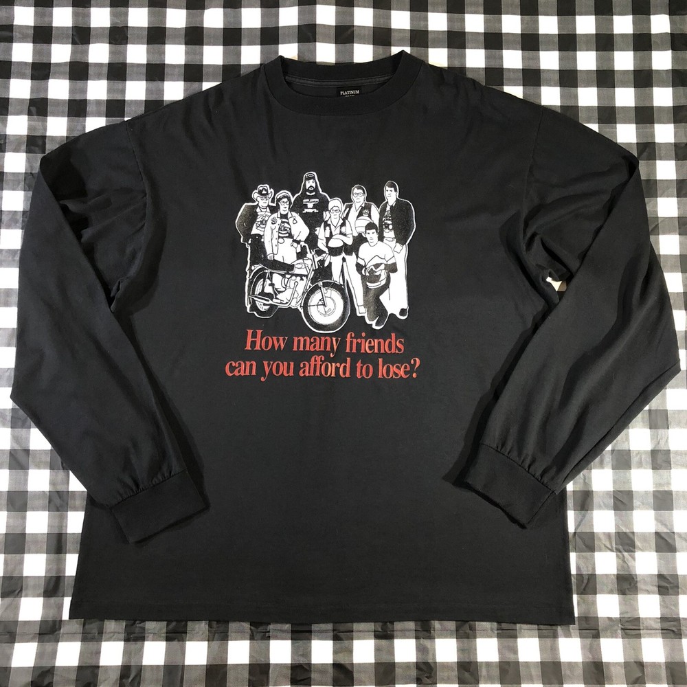 Ride Sober How Many Friends Motorcycle Vintage 90s Single Stitch L/S Tee 50/50