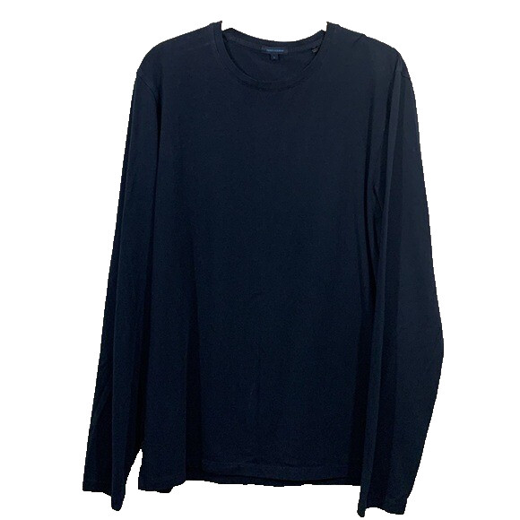 Patrick Assaraf Deep Navy Pima Cotton Stretch Long Sleeve T-Shirt size L gallery