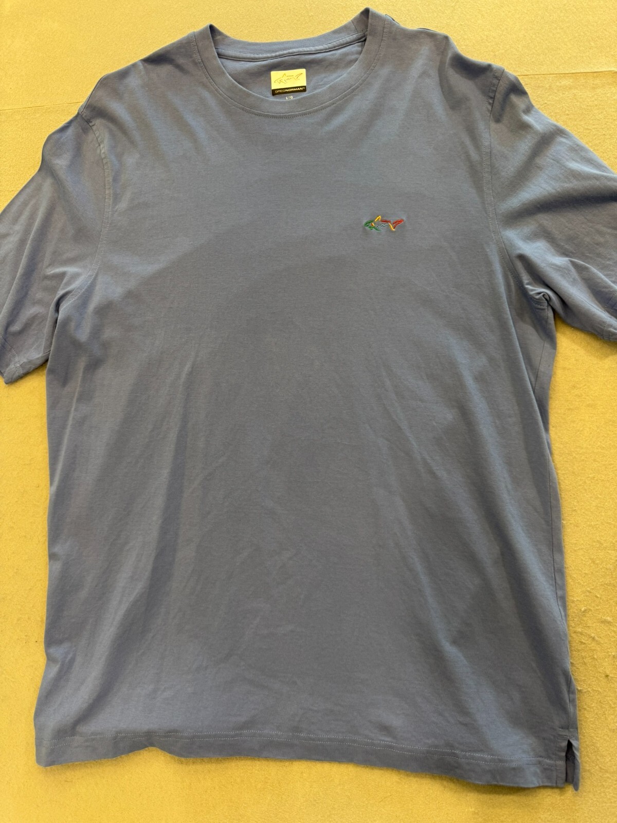 Greg Norman Golf T Shirt Mens Large Periwinkle Cotton Logo Everyday Tee