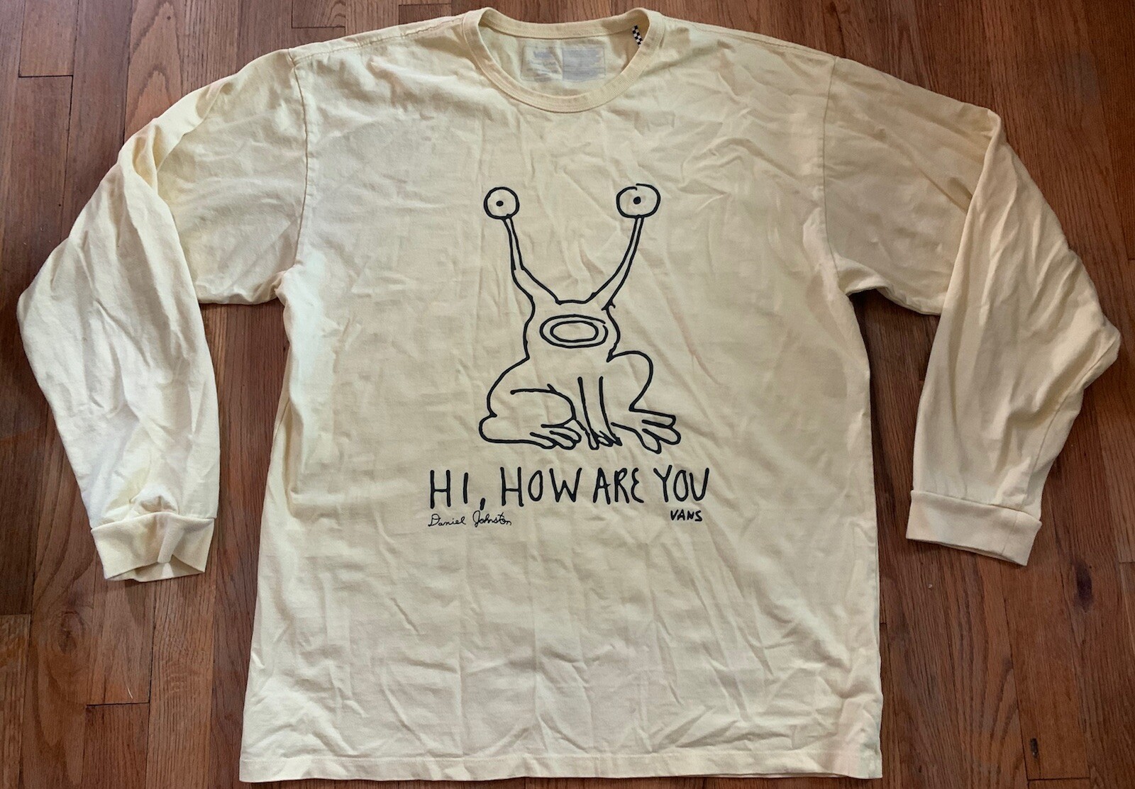 Daniel Johnston Vans Long Sleeve ‘Hi, How Are You’ Shirt, Yellow, Men’s XL gallery