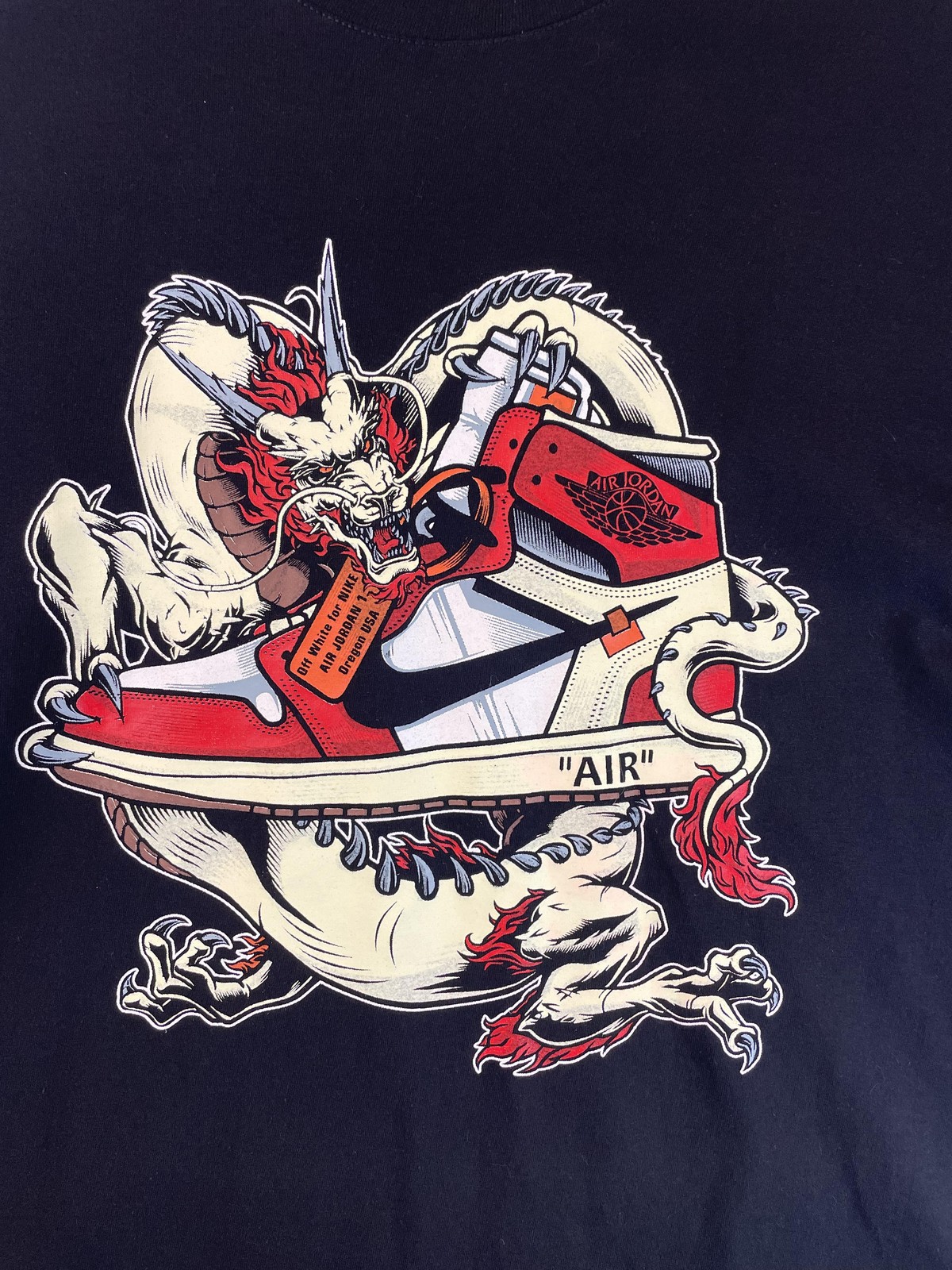 Nike Shirt Mens Large Black Air Jordan Dragon Sneaker Graphic Basketball Tee gallery
