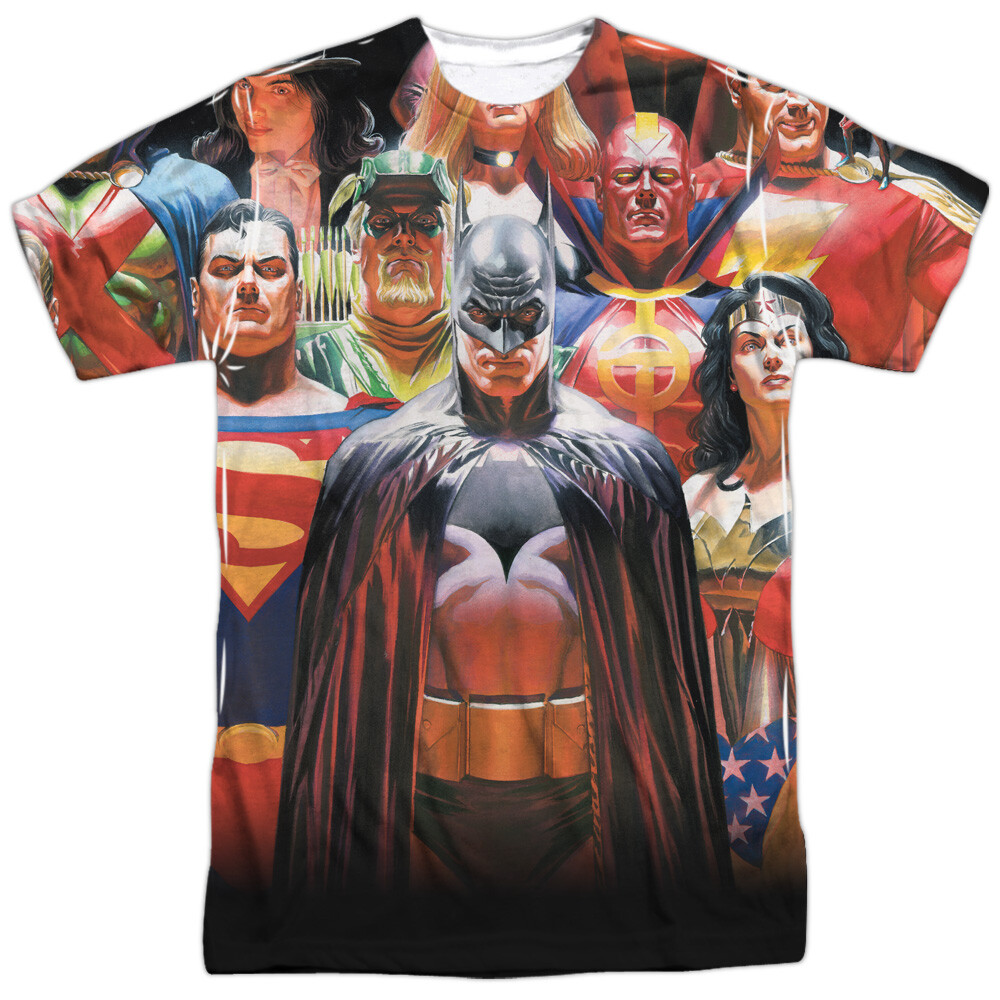 JLA Wall of Heroes Unisex Adult Halloween Costume T Shirt, S-3XL gallery