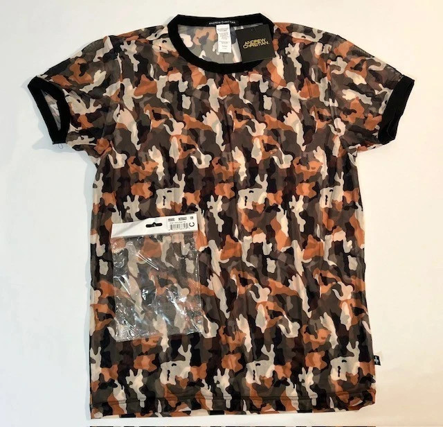 Andrew Christian – Size XL Athletic Sheer Camouflage T-Shirt Khaki Camo/Black