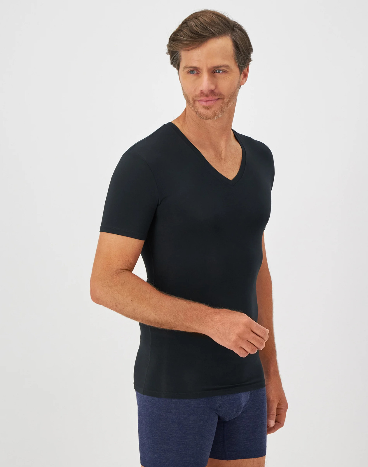 Hanes Perfect Flex Men's Tee, Black V-Neck Undershirt, 1-Pack gallery